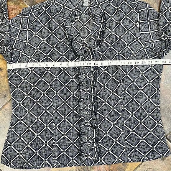 George Me By Mark Eisen Plaid Ruffle Button Down Blouse XL - Picture 6 of 12